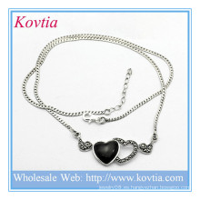 Collar de plata del corazón del negro dos de la joyería 925 de las mujeres de la manera